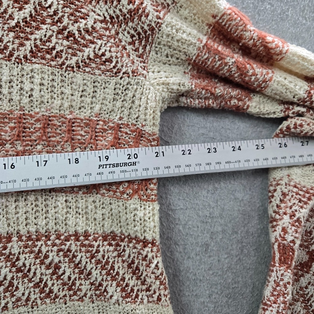 Knox Rose Women Sweater 2XL Brown Striped Pointelle Knit Beach Boho‎ - Picture 7 of 10